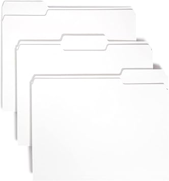 Smead Standard File Folders, 100 Count, White, 1/3-Cut Tabs, Letter Size 12843