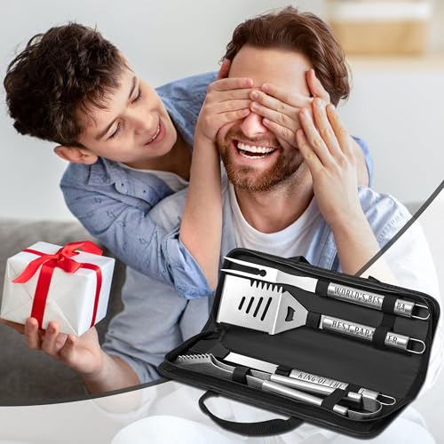 Papa Gifts from Grandkids, Gifts for Papa Christmas, Grilling Accessories, Heavy Duty Stainless Steel Grill Set BBQ Grill Tools for Outdoor Grill with Aluminum Case, Camping Grill Utensils Set - Image 3