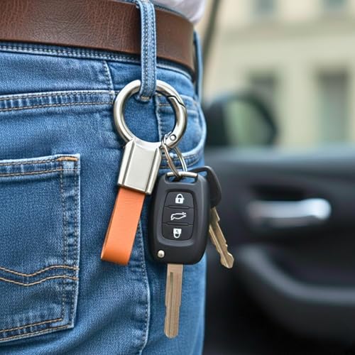 Image of THE MEN THING - Stylish Multicolor Stainless Steel Keychain for Men & Boys (CORE LOOP - Brown)
