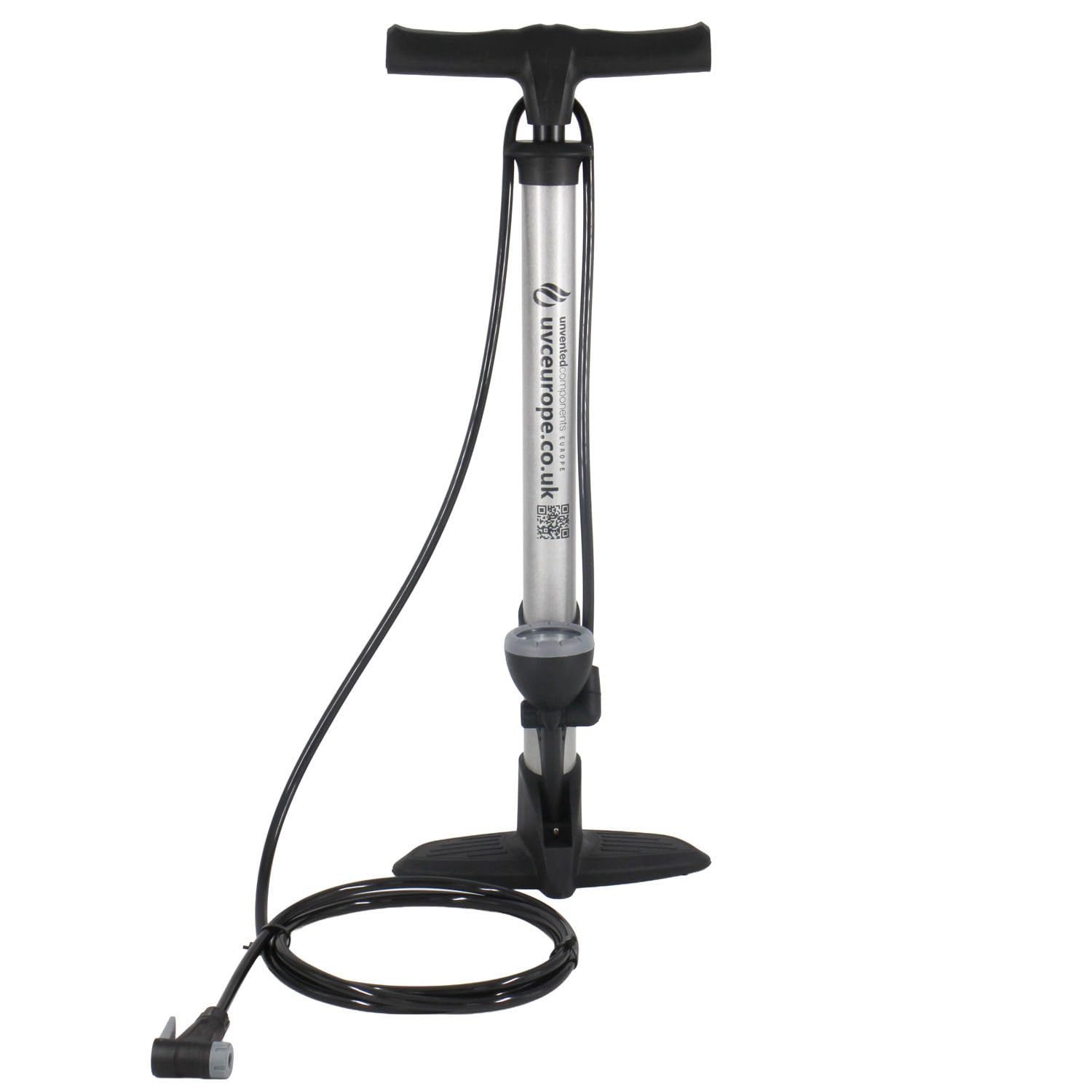 Unvented Components Europe Black Hand Pump With Pressure Gauge, 3 Metre Hose, Silver