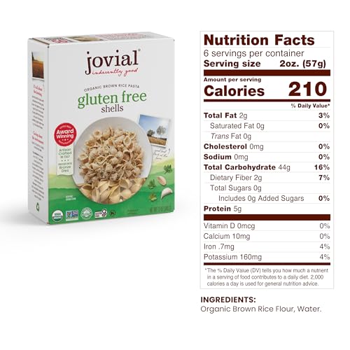 image for Jovial Shells Gluten-Free Pasta | Whole Grain Brown Rice Shells Pasta 