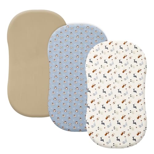 Image of PHF 3 Pack Soft Bassinet Sheets, Pet Dogs Breathable Comfy Cradle Sheets for Baby Boys Girls Neutral, No Slip Universal Fit for Most Cradle and Bassinet Mattress, Pet Dogs