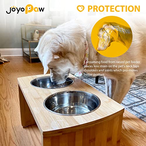 Joyopaw Elevated Dog Bowls, Bamboo Raised Dog Bowl For Large Dogs & Medium Dogs thumb #3