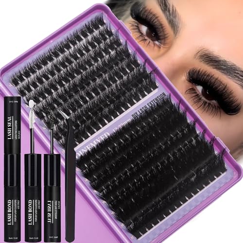 Lash Clusters Kit 100d200d Thick Volume Eyelash Clusters Kit 12-22mm Long Clu...