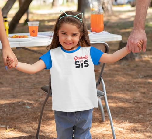 Image of FRYAID Toddler Baseball Sister Shirt Baby Girl Baseball Outfit Big Sister Shirt Birthday Girl T-Shirt Summer Cotton Tee Top