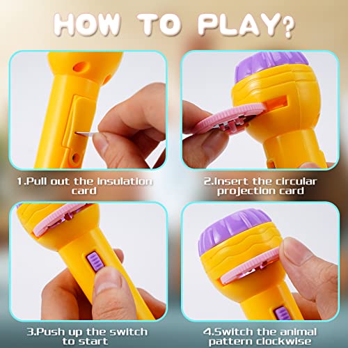 FORMIZON Proiettore di Diapositive Torcia, 2 Pezzi Storia Giocattolo del Proiettore, Lampada da Proiezione con 80 Immagini Diverse Educativo Luce Notturna Storia della Buonanotte (A) - Image 3