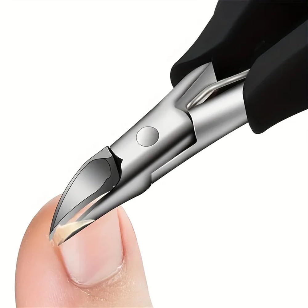 Professioneller konkaver Nagelknipser aus Edelstahl für dicke Nägel und eingewachsene Zehennägel. Scharfe, gebogene Klinge für einfaches Trimmen. D80, rot, 1 Stück