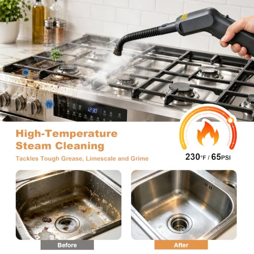 Homelike Moment 1500W High-Pressure Canister Steam Cleaner w/ 1.9L Tank, 230°F Steam & Accessories - image 2