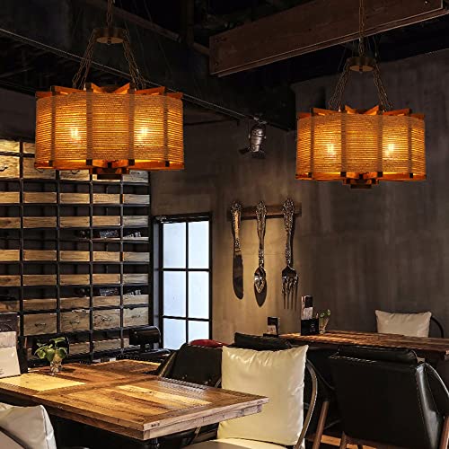 JIUFACAI Retro Hemp Rope Chandelier Vintage Ceiling Pendant Light Fitting Rope Chandelier, Retro Steampunk Ceiling Pendant Light Personalized Solid Wood Lamps steampunk buy now online