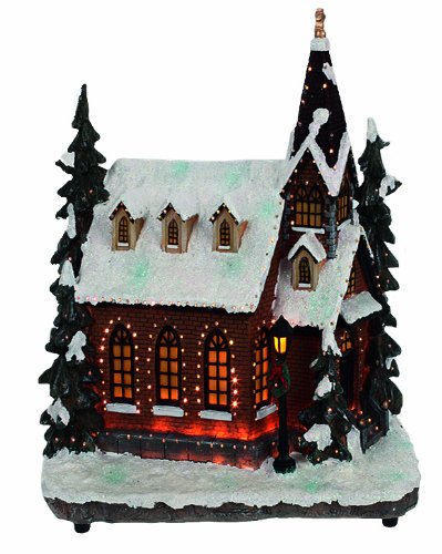 Festive Productions Fibre Optic Village Church Scene, 28 cm