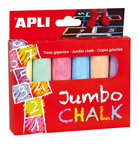 APLI - Caja tiza jumbo redonda, colores surtidos, 6 uds