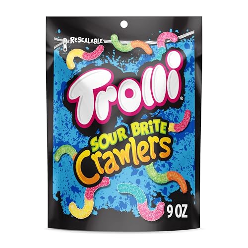 Image of Trolli Sour Brite Crawlers, Sour Gummy Worms, 9 Ounce Resealable Bag