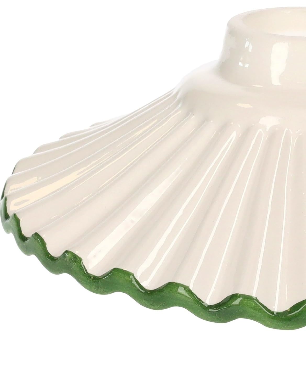 KEYHOME | Paralume in Ceramica Bianca con Bordo Verde