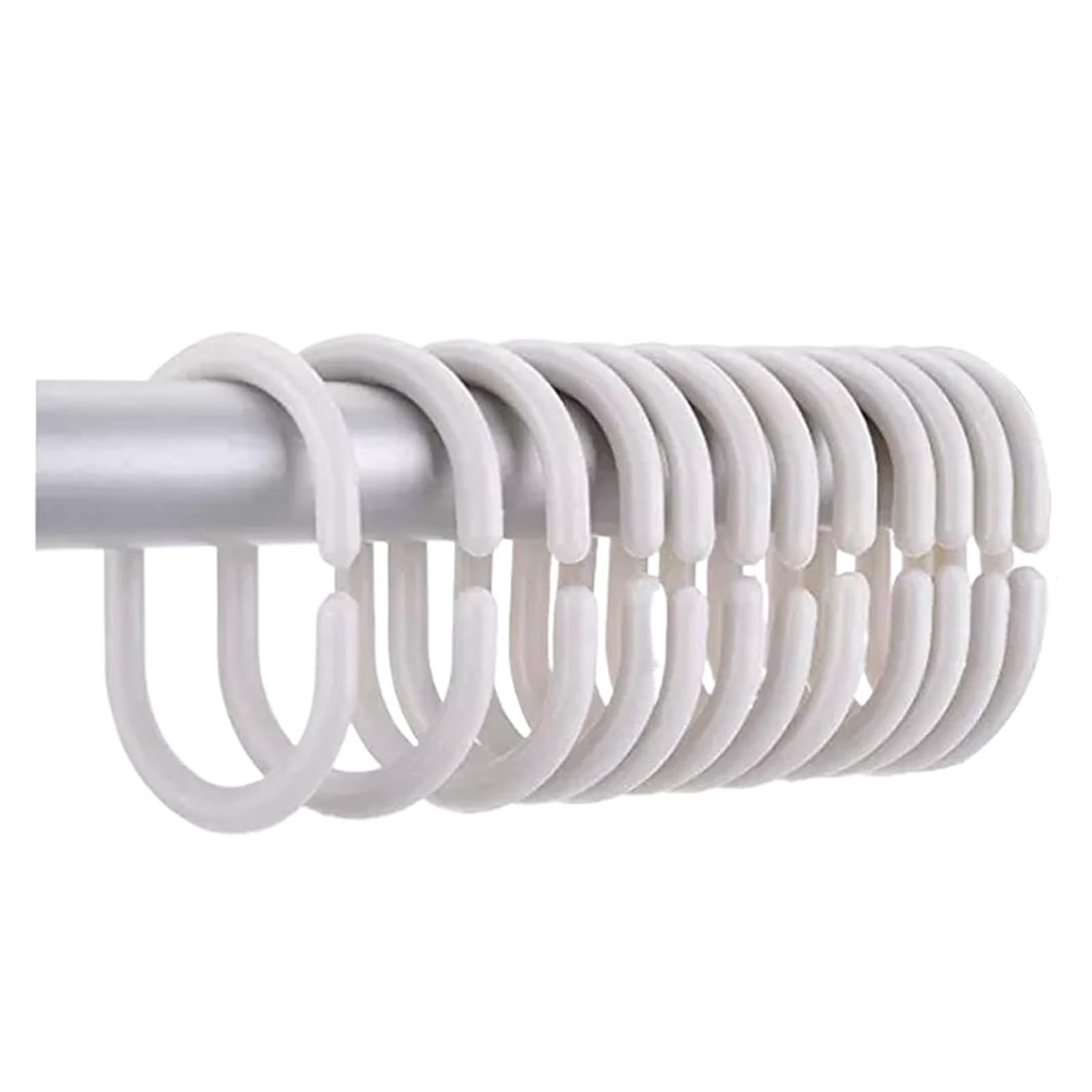 cafe curtain rings 24PCS Plastic C Type Shower Curtain Hook Hanger Bath Drape Loop Clip Glide Convenient Replacement Bathroom Accessories(White)