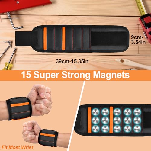 Tmacker Stocking Stuffers Magnetic Wristband for Tools Holding Screws Nail Drill Bits-Adjustable Velcro Strap Breathable for Men Dad Husband Father Grandpa DIY Handyman Gifts for Christmas Birthday image 4