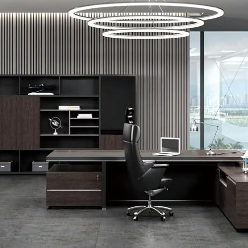 Image of Lakdi The Furniture Co Director & Executive Table L-Shape CEO Office Desk Made in Particle Board with Side Unite & Wire Manager, 3 Drawer and Storage 5-Year Warranty & Free Assembly-LDL-601