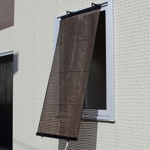 ワタナベ工業 日よけシェード 省エネスクリーン ル・ソレイユ 60×135cm ブラウン 専用フック4個付き 紫外線89%カット 屋外 庭 カーテン 簡単取り付け 目隠し おしゃれ 窓 ブラインド SN-6013A