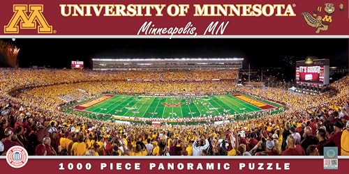 Image of MasterPieces - 1000 Piece Jigsaw Puzzle, NCAA Minnesota Golden Gophers, Panoramic Football Stadium View, Fun for Adults and Family, 13 inch x39