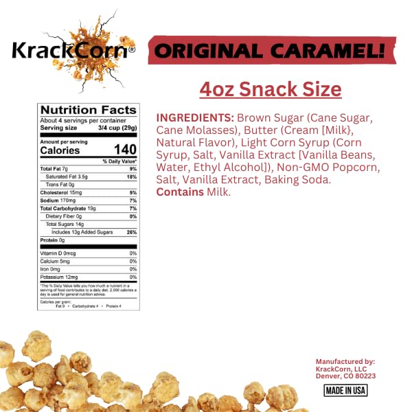 Miniatura 10 de KrackCorn Palomitas de maíz de caramelo, bocadillos dulces y salados de palomitas de maíz con sabor gourmet, sin gluten, maíz con caramelo sin OMG,