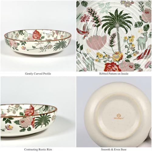 Image of SNS Palm Jumeirah Ceramic Serving Bowl | Premium Salad & Snacks Bowl | Semi-Matt Floral Dinnerware for Oats Pasta Fruits & Desserts | Tableware for Gifting (Kitchenware Bowl, 1 Piece)