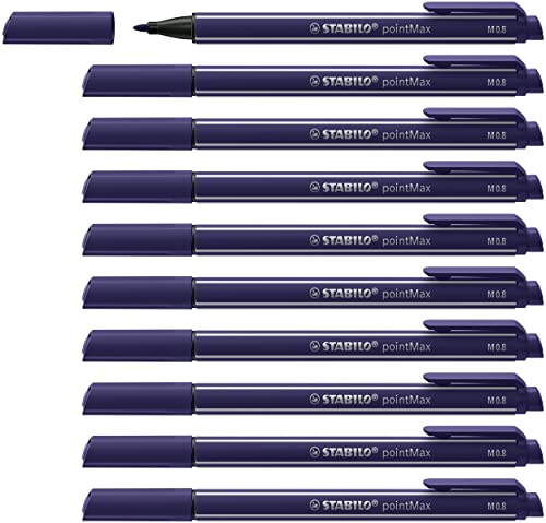 STABILO pointMax Boîte de 10 stylos à plume Pointe nylon Bleu de Prusse Cover