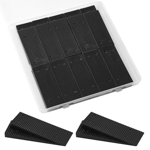 Image of 24pcs 3.15in Black Plastic Leveling Shims, Furniture Toilet Table Stabilizers Wedges for Uneven Surfaces
