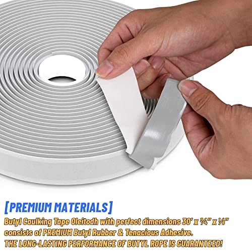 Image of Oleitodh Butyl Seal Putty Tape Grey 1 Inch x 30 Feet(4 Pack),Leak Proof Butal Tape for RV Repair, Window, Boat Sealing, Glass and EDPM Rubber Roof Patching