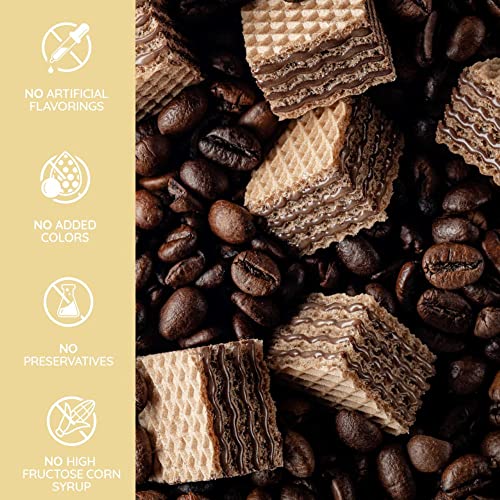 Image of Loacker Quadratini Tiramisu bite-size Wafer Cookies| SMALL Pack of 6 | Crispy Wafers with 4 creamy layers of finest Tiramisu cream filling | great for snacks & desserts | No artificial flavorings, added colors or preservatives | 3.88 oz per bag
