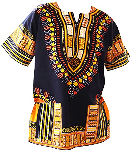RaanPahMuang Unisex African Bright Dashiki Cotton Shirt Variety Colors