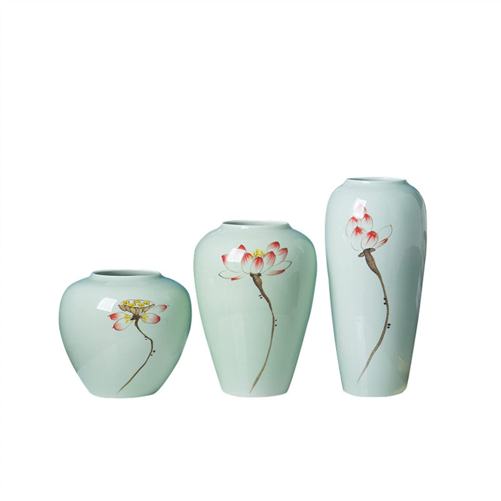 asdchZen Vases 3Pcs Modern New Chinese Style Vase Decoration Jingdezhen Ceramic Flower Arrangement Living Room Hotel Decoration Crafts Flowers Vases