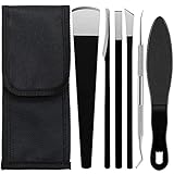 【Diseño de alta calidad Cuchillo de pedicura】El juego Juego de cuchillos de pedicura profesional está hecho de acero de alto manganeso y acero inoxidable forjado 3CR13, hecho con precisión, cuchillas para callos es aproximadamente 10 grados más duro que el acero inoxidable común, bisturi para callos es duradero, cuchilla callos pies es resistente a la oxidación, bisturi podologo es fácil de limpiar, bisturí podología no tiene efectos dañinos en la piel.