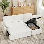 Real Relax 80'' Sofa Bed, L Shaped Sleeper Sofa Bed with Pull Out Couch and Chaise Storage for Living Room, Apartment and Office, Chenille, Beige