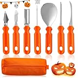 Tadpolez Halloween Kürbis Schnitzset 7 Stück Edelstahl Kürbis Schnitzwerkzeug für Kinder DIY Halloween Dekoration Geeignet für Kinder Familien