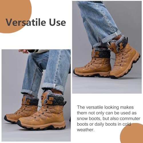 Image of Mens Winter Snow Boots Water Resistant Non Slip Faux Fur Lined