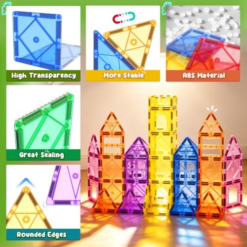 Magnetic Tiles Toddler Toys Magnetic Building Blocks for Kids Ages 3-12 STEM Educational Toys for Girls & Boys Sensory Toys for Kids with Autism Classroom Must Haves Outdoor Toys - image 3