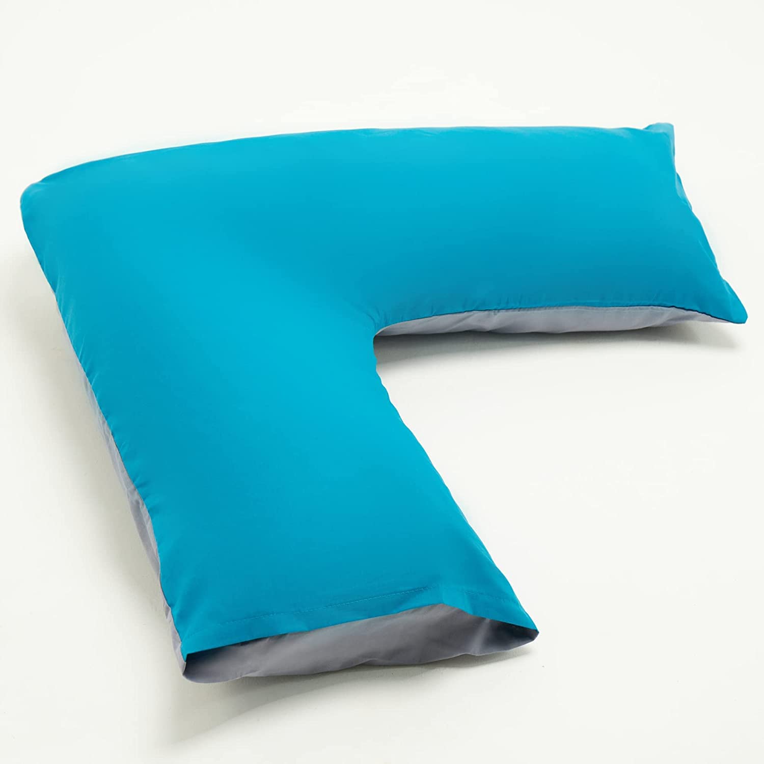 HOMES-LINEN V Pillow Orthopaedic V Shaped Pillow Extra Cushioning Support For Head Neck & Back Includes Complimentary FREE V Pillow Case (TEAL/GREY, V-Pillow With Cover) — image 1