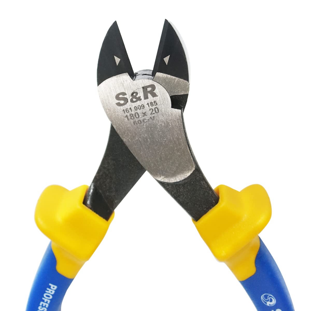 S&R Tronchese a taglio lateale Trochesina Elettricista Professionale 180 x 20 mm, Pinza tagliafili Professionale, Blu e Gialla.