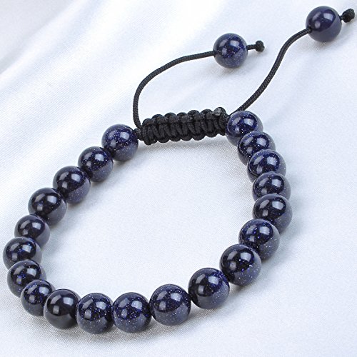 Image of MASSIVE BEADS Natural Healing Power Gemstone Crystal Beads Unisex Adjustable Macrame Bracelets, 6mm, Stone, sandstone