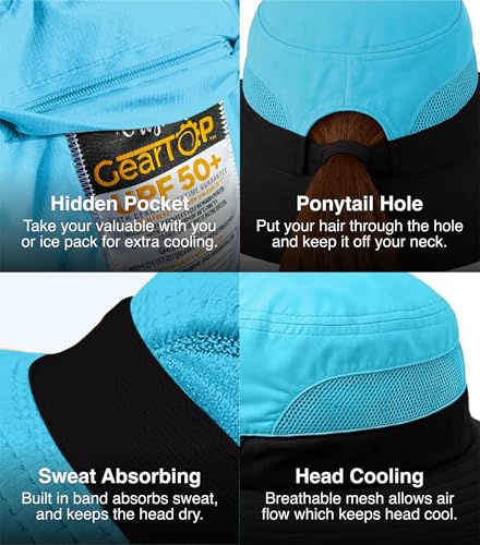 Image of GearTOP Safari Hat for Men Sun Hats for Women UV Protection UPF 50+ Fishing, Gardening, Hiking Hat (22-23 1 /2 inch)
