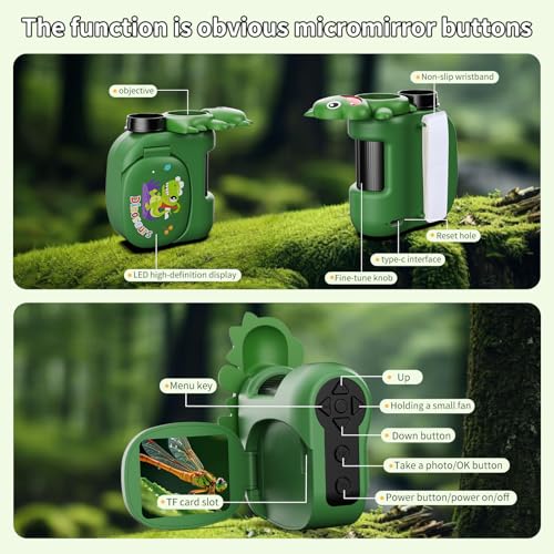 Image of 1600X Handheld Microscope for Kids 2 inch IPS Screen Kit Mini Pocket Digital Microscopes STEM Science with Slides Photo Video Rechargeable Portable Scope Gift for Ages 6-12 (Green)