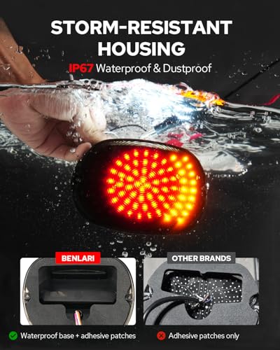 Image of Benlari LED Tail Light, Brighter Brake Turn Signal, Waterproof Rear License Plate Light with Low Profile Fit for Harley Touring Road King Glide Electra Heritage Dyna Sportster 883 1200, Smoked Cover