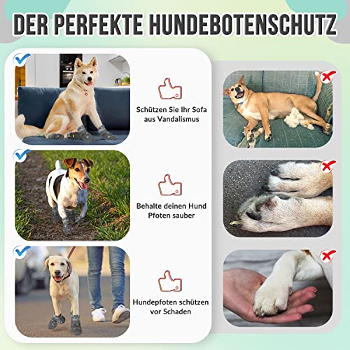SlowTon Hundeschuhe Pfotenschutz, 2 Stück wasserdichte Hunde Schuhe Outdoor mit Rutschfester Sohle, reflektierendem Klettverschluss Hundestiefel für kleine mittlere große Hunde Winter