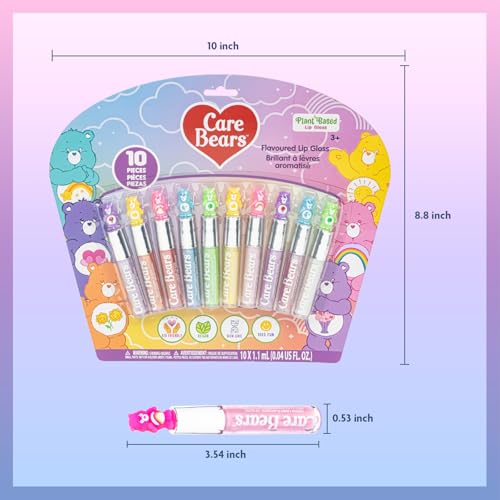 Care Bears 10 Piece Plant Based Lip Gloss, Girls Party Favors, First Makeup Set for Girl, Perfect for Parties, Sleepovers, and Birthday Gifts, Ages 3+, by Townley Girl - Image 8