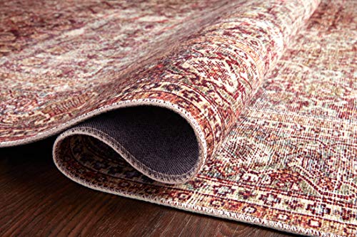 Loloi Layla Collection LAY-11 Cinnamon/Sage 9'-0" x 12'-0" .13" Thick Area Rug, Soft, Durable, Vintage Inspired, Distressed, Low Pile, Non-Shedding, Easy Clean, Printed, Living Room Rug