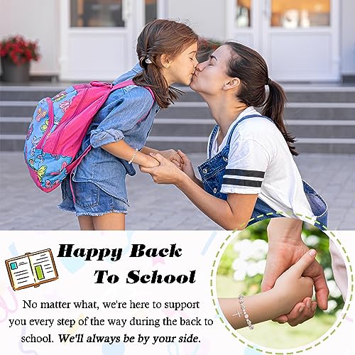 First Day of School Kindergarten Bracelets Gifts, Back to School Kindergarten Gifts, Pink Pearl and Rhinestone Bracelets for Daughter Granddaughter Niece Girls Students2