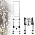 Qimu Telescoping Ladder 14.5FT Aluminum Telescoping Ladder with Non-Slip Feet, Portable Extension Ladder, Multi-Purpose Lightweight Ladder RV Collapsible Ladder for Home, 330 Lb Capacity