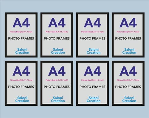 Image of Set Of 3 A4 Size Photo Frame For Wall Decor I Picture Document Wood MDF Photo Frame For Home Office Decor Picture A4 Size MDF Frame 8 x 12 Inch (Plexi Glass On Front) Black Color