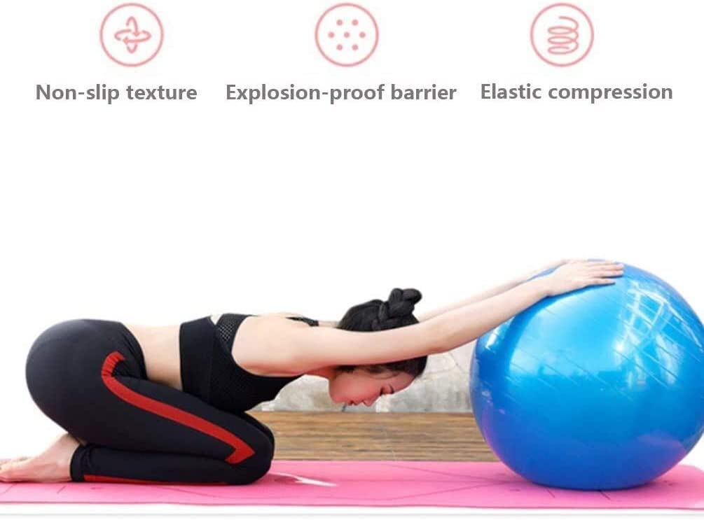 Piłka Fitness Joga Pilates Piłka Z Pompą Powietrza, Home Office Fitness Trening Równowagi Odchudzanie Piłka Pomocy Porodowej(Blu,55cm)