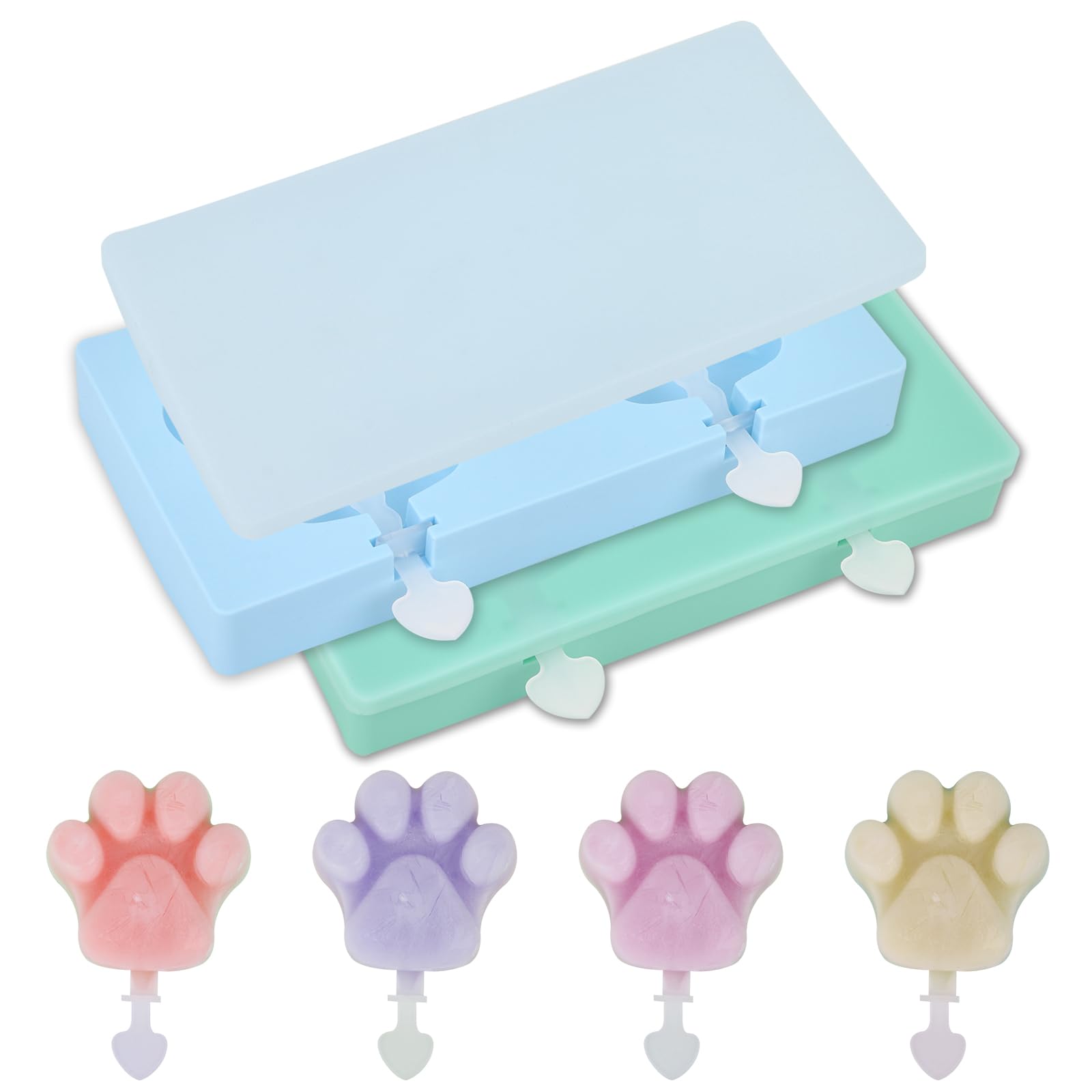 Photo 1 of *2PACK* Aokinle Popsicles Molds, 2 Pack Homemade Silicone Popsicle Molds Easy-Release, BPA-free Popsicle Maker Molds Ice Pop Molds, Mini Ice Pop Mold,Easy Unmold 4 Pieces BearPaw
