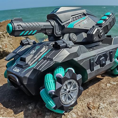 Image of Toyshine Water Ball Shooter Remote Control RC Car Tank with Crab Movement, Watch Remote, Feature Toy 360 Rotating Stunt for Kids Boys Girls - Green
